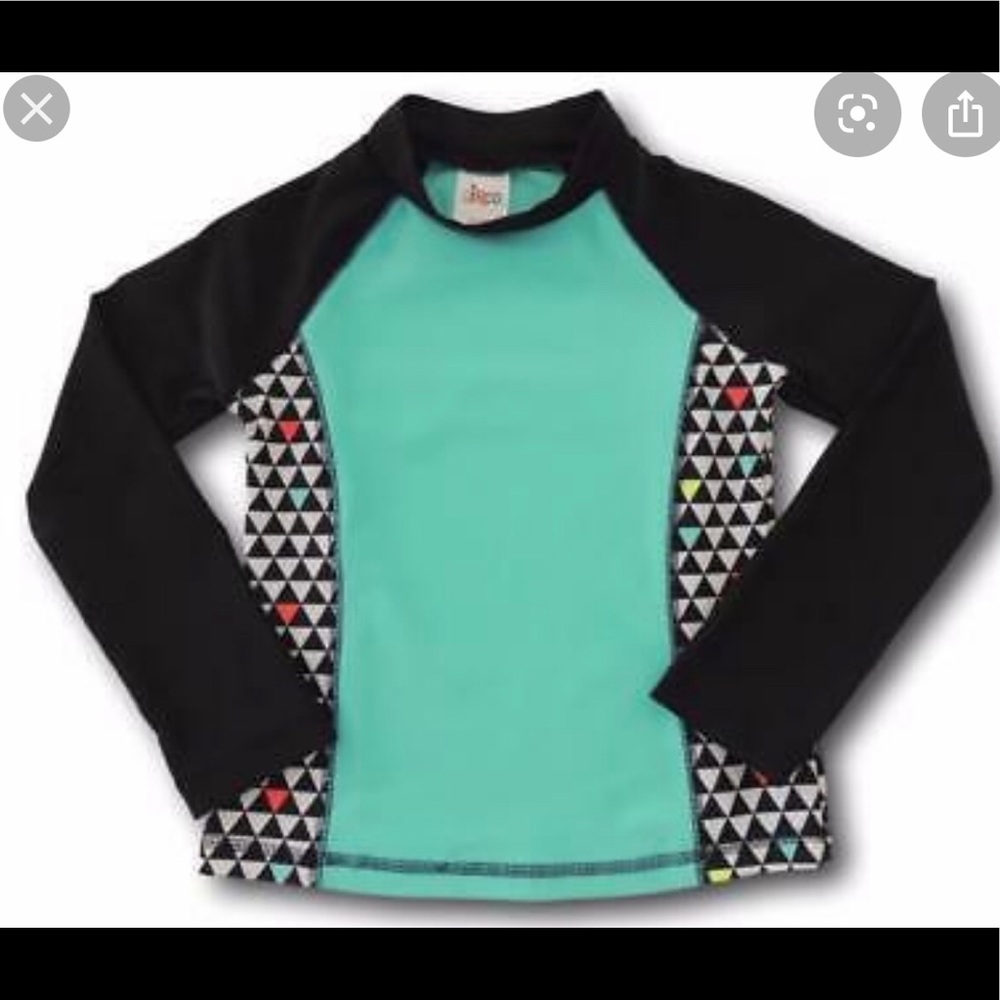 Girls UPF 50 long sleeve swim shirt, aqua Size L